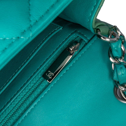 Blue Chanel Mini Rectangular Classic Tricolor Lambskin Flap Crossbody Bag