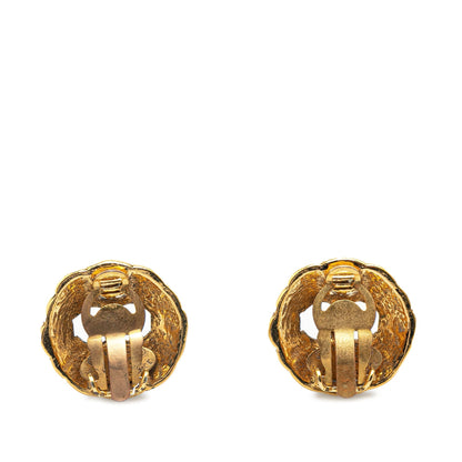 Gold Chanel Gold Plated CC Clip On Earrings