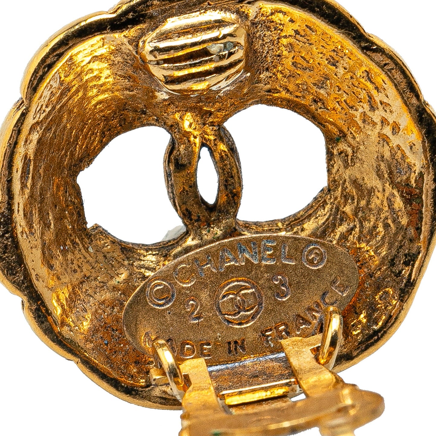 Gold Chanel Gold Plated CC Clip On Earrings