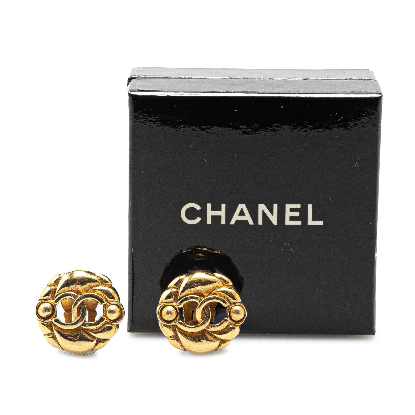 Gold Chanel Gold Plated CC Clip On Earrings