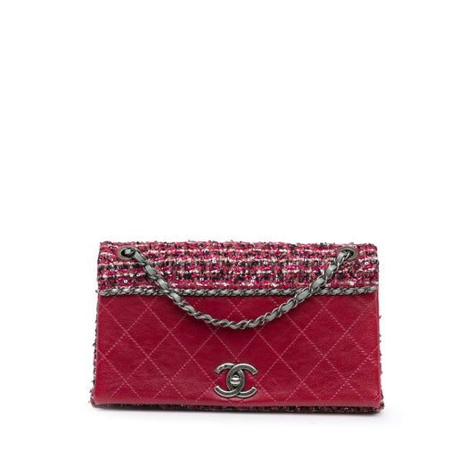 Chanel Sac CC Lambskin and Tweed Flap