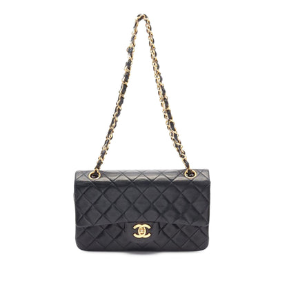 Black Chanel Small Classic Lambskin Double Flap Shoulder Bag