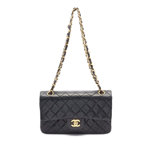 Black Chanel Small Classic Lambskin Double Flap Shoulder Bag