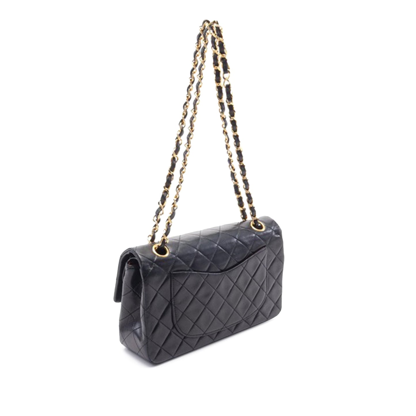 Black Chanel Small Classic Lambskin Double Flap Shoulder Bag