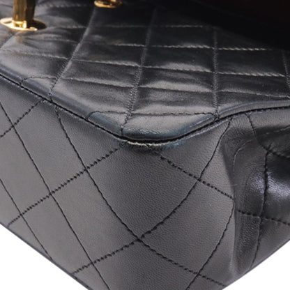 Black Chanel Small Classic Lambskin Double Flap Shoulder Bag