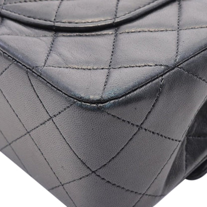 Black Chanel Small Classic Lambskin Double Flap Shoulder Bag