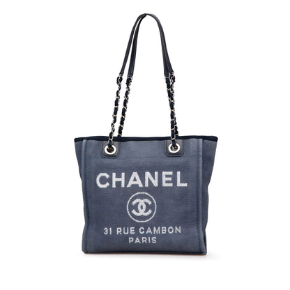 Blue Chanel Mini Canvas Deauville Shopping Tote