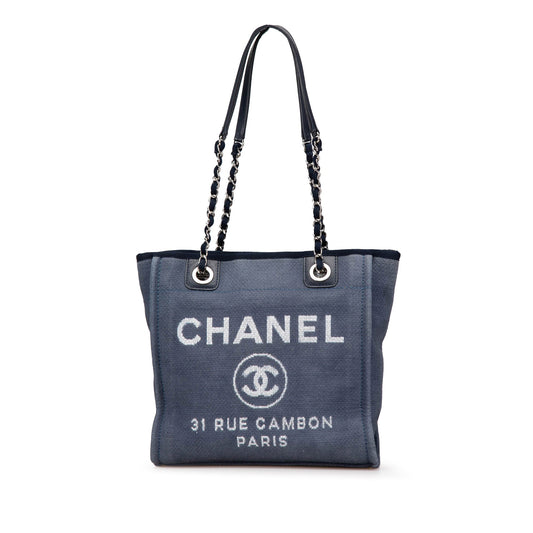 Blue Chanel Mini Canvas Deauville Shopping Tote