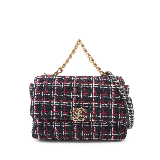 Blue Chanel Large Tweed 19 Flap Satchel