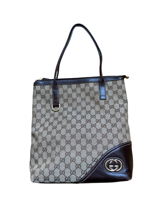 Gucci Abbey Jacquard & Leather Tote Bag