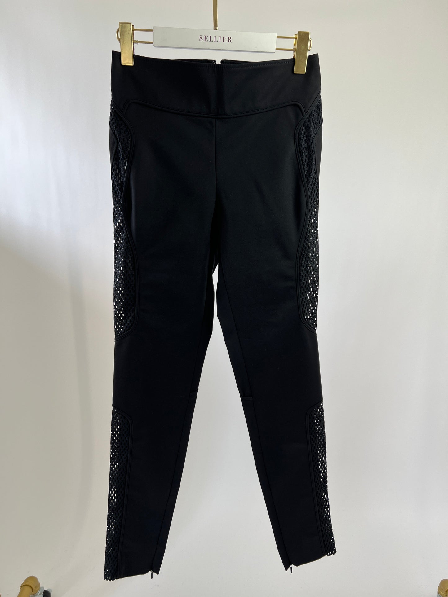 Gucci Black Leggings with Mesh & Ankle Zip Details Size IT 42 (UK 10)