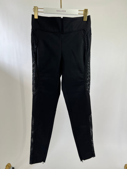 Gucci Black Leggings with Mesh & Ankle Zip Details Size IT 42 (UK 10)