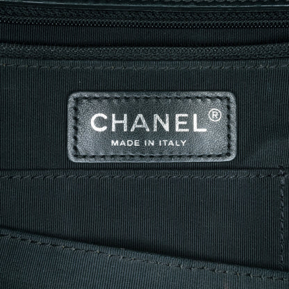Black Chanel Medium CC Stitched Calfskin Pocket Zipped Chain Tote