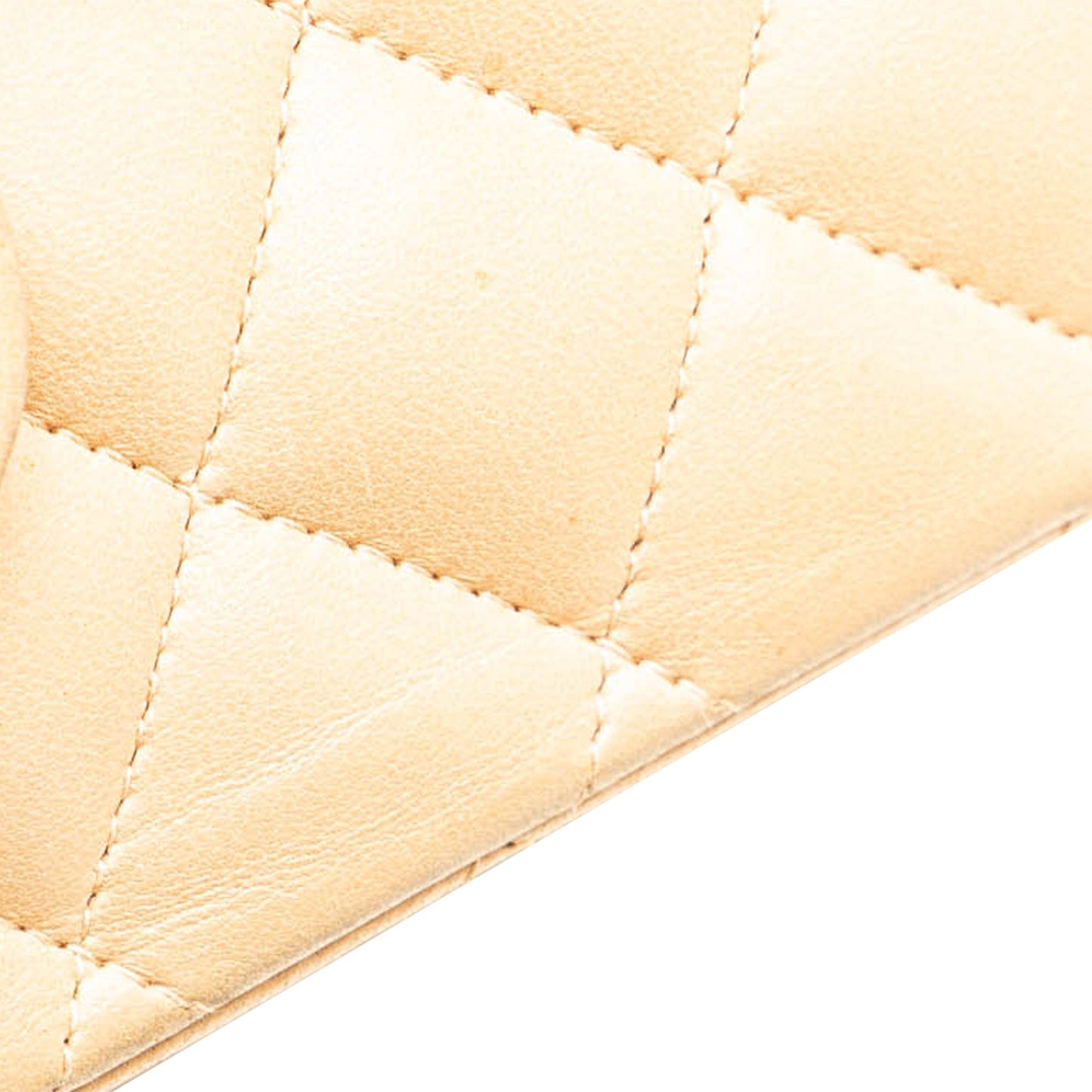Beige Chanel Medium Classic Lambskin Double Flap Shoulder Bag