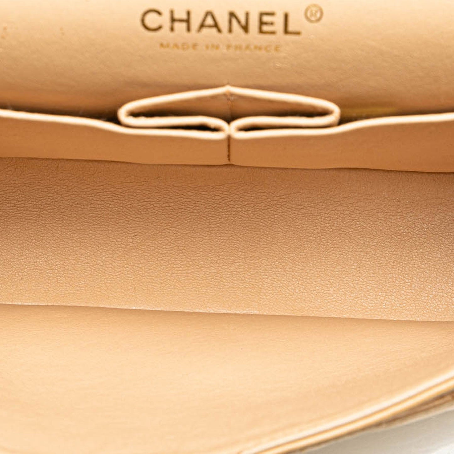 Beige Chanel Medium Classic Lambskin Double Flap Shoulder Bag
