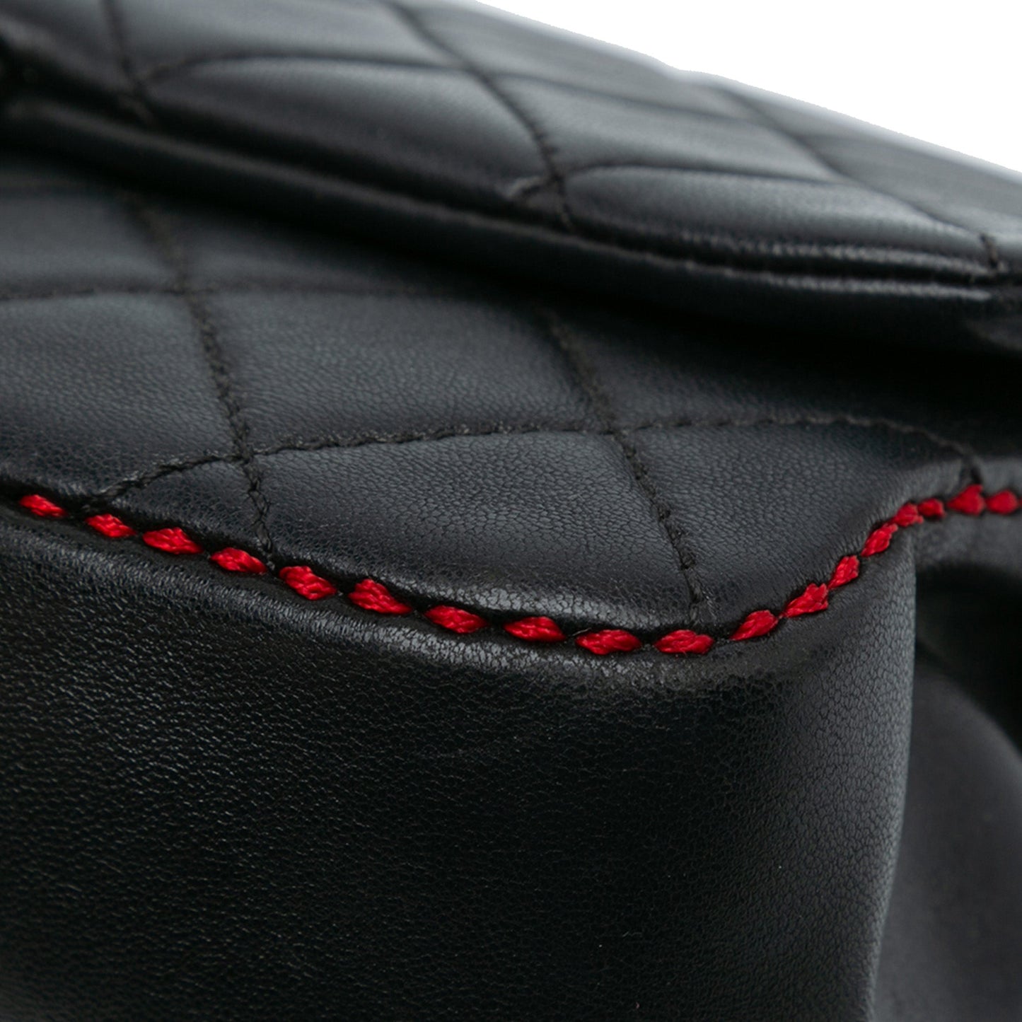 Black Chanel CC Quilted Lambskin Stitched Single Flap Crossbody Bag