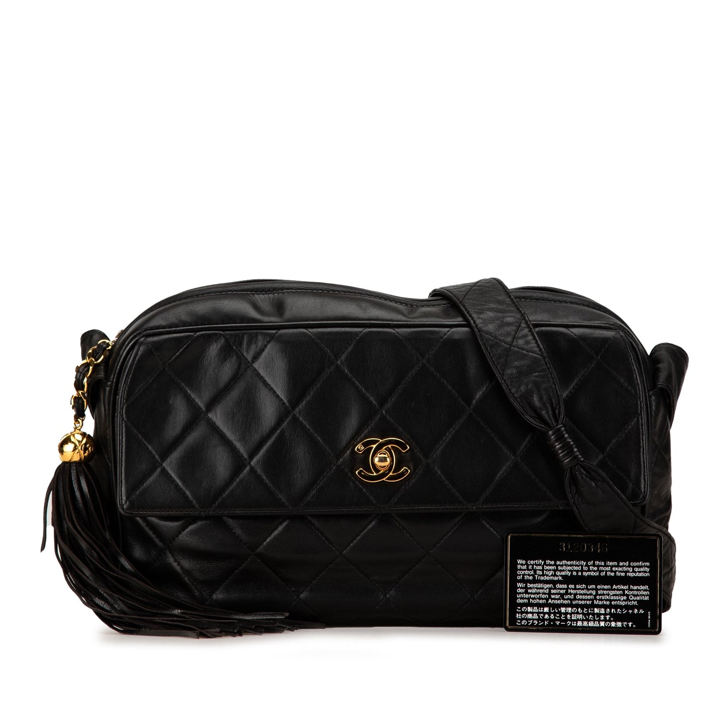 Black Chanel CC Quilted Lambskin Tassel Crossbody