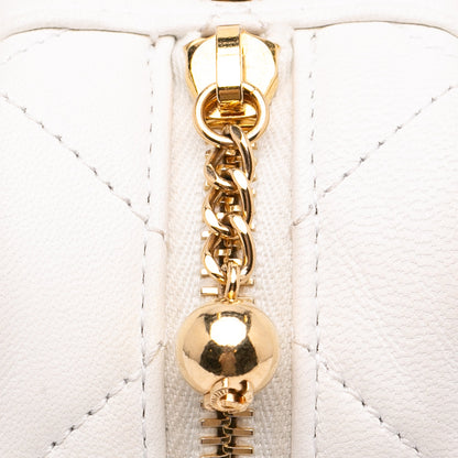 Chanel Camera Bag Small White Quilted Lambskin Gold