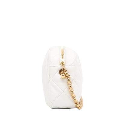 Chanel Camera Bag Small White Quilted Lambskin Gold
