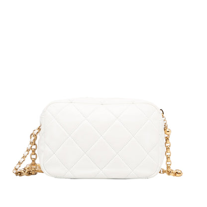 Chanel Camera Bag Small White Quilted Lambskin Gold