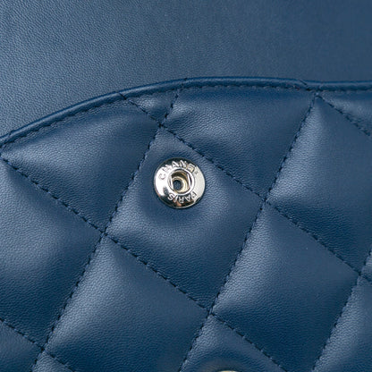 Blue Chanel Jumbo Classic Lambskin Double Flap Shoulder Bag