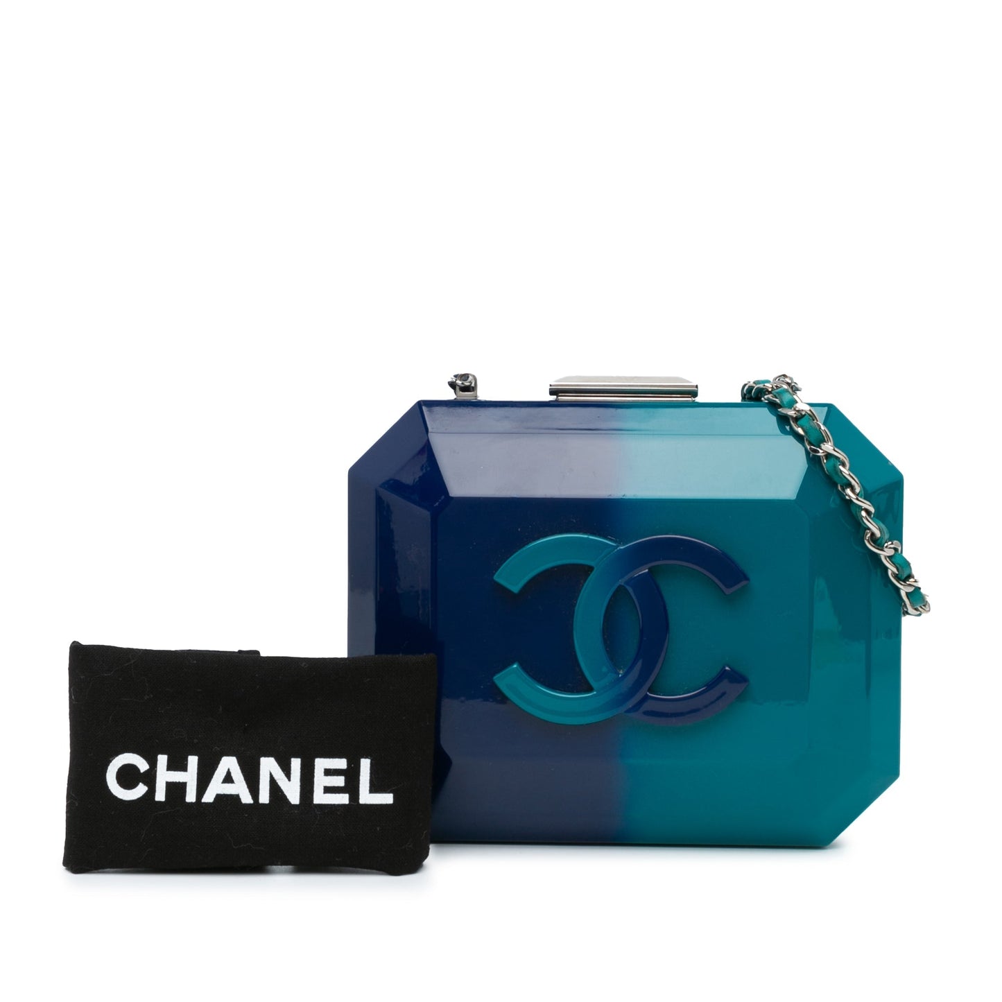 Blue Chanel CC Ombre Acrylic Clutch on Chain Crossbody Bag