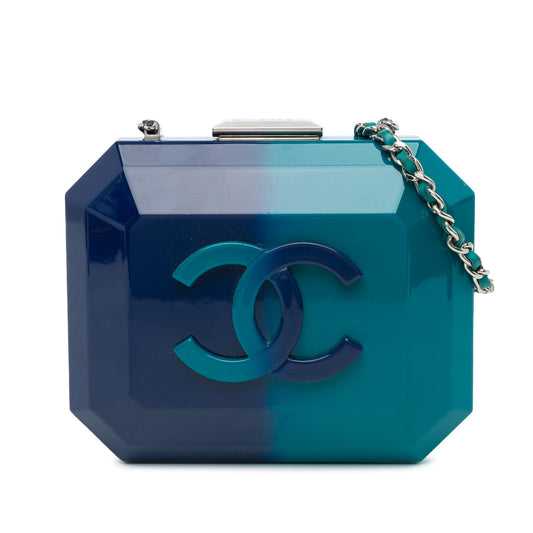 Blue Chanel CC Ombre Acrylic Clutch on Chain Crossbody Bag