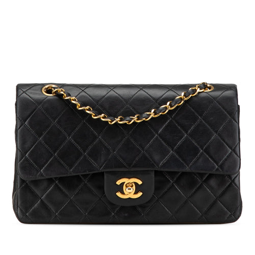 Black Chanel Medium Classic Lambskin Double Flap Shoulder Bag
