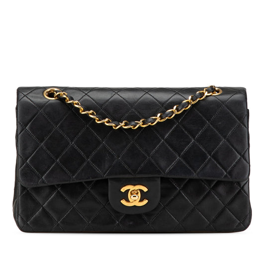 Black Chanel Medium Classic Lambskin Double Flap Shoulder Bag