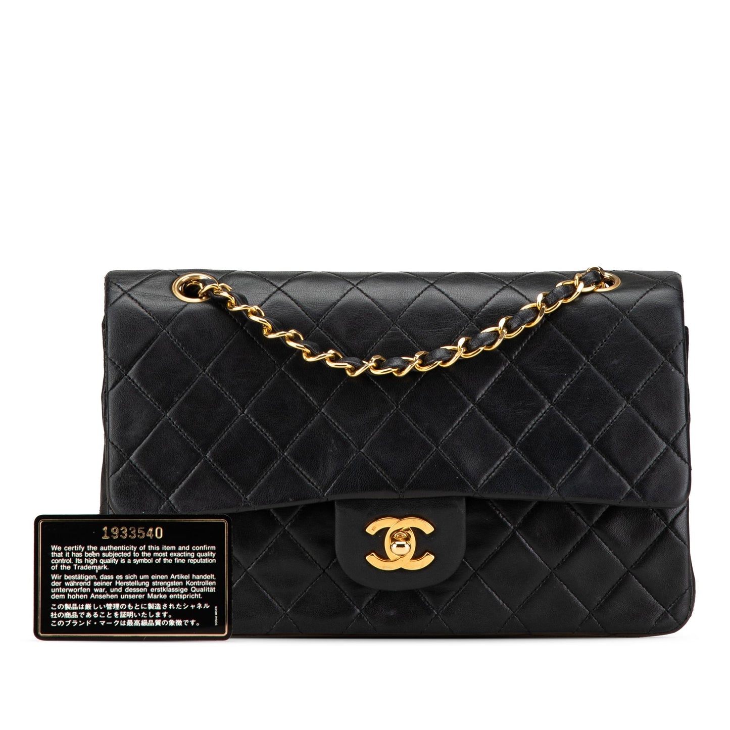 Black Chanel Medium Classic Lambskin Double Flap Shoulder Bag