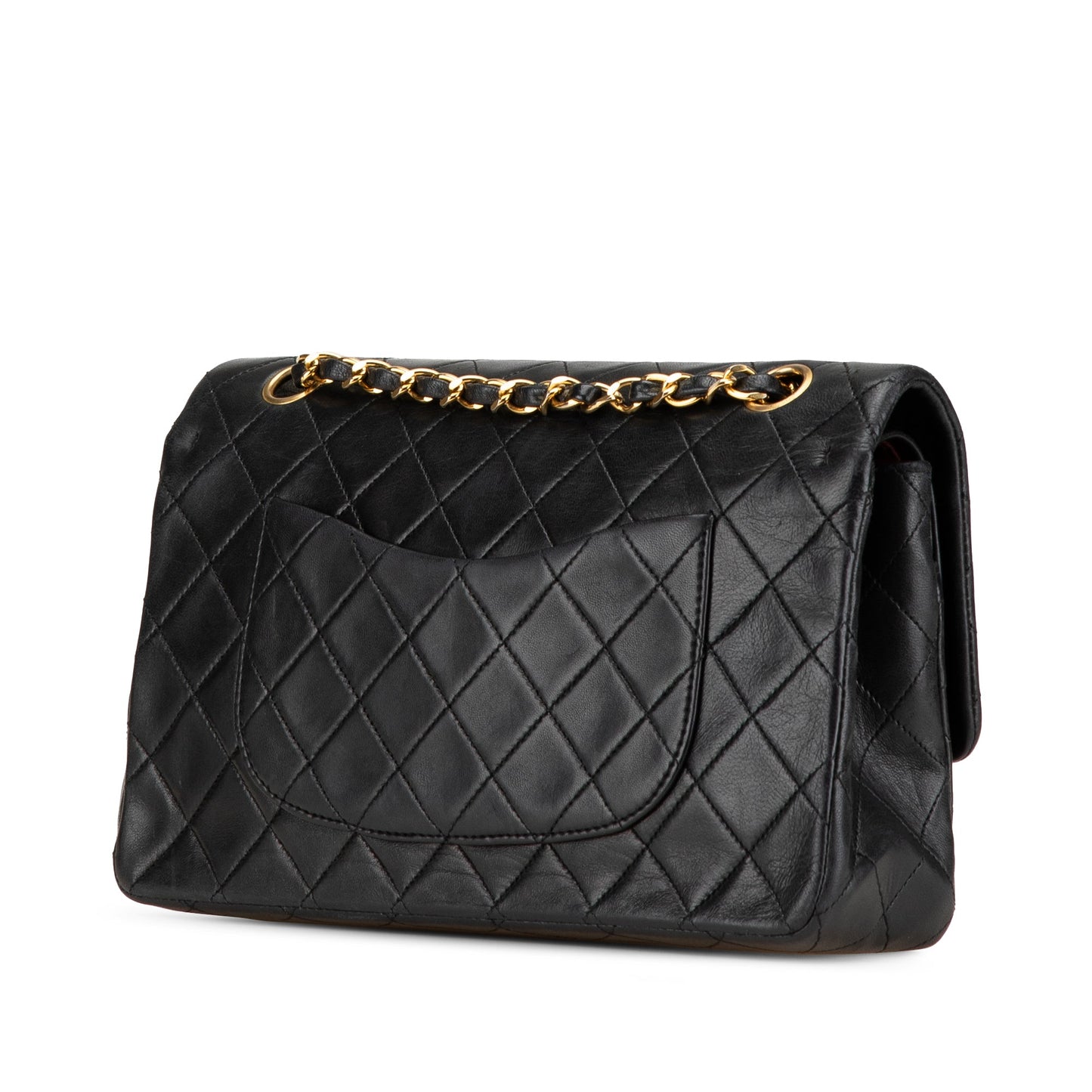 Black Chanel Medium Classic Lambskin Double Flap Shoulder Bag
