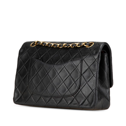 Black Chanel Medium Classic Lambskin Double Flap Shoulder Bag