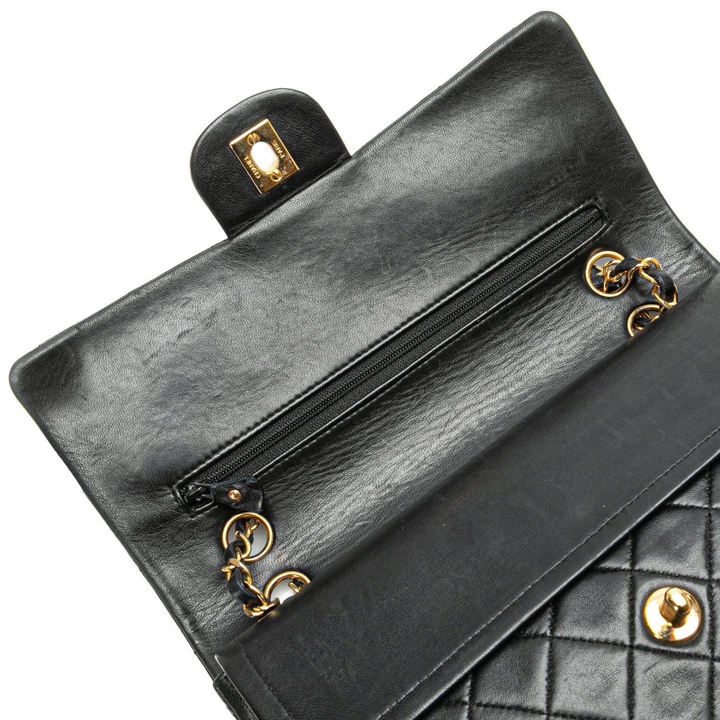 Black Chanel Medium Classic Lambskin Double Flap Shoulder Bag
