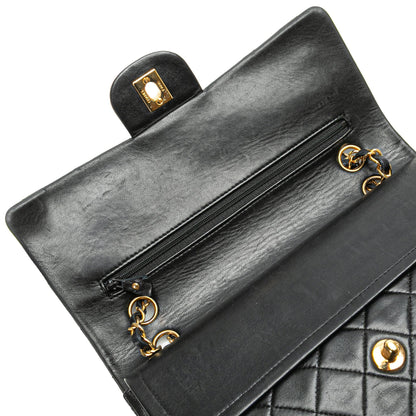 Black Chanel Medium Classic Lambskin Double Flap Shoulder Bag