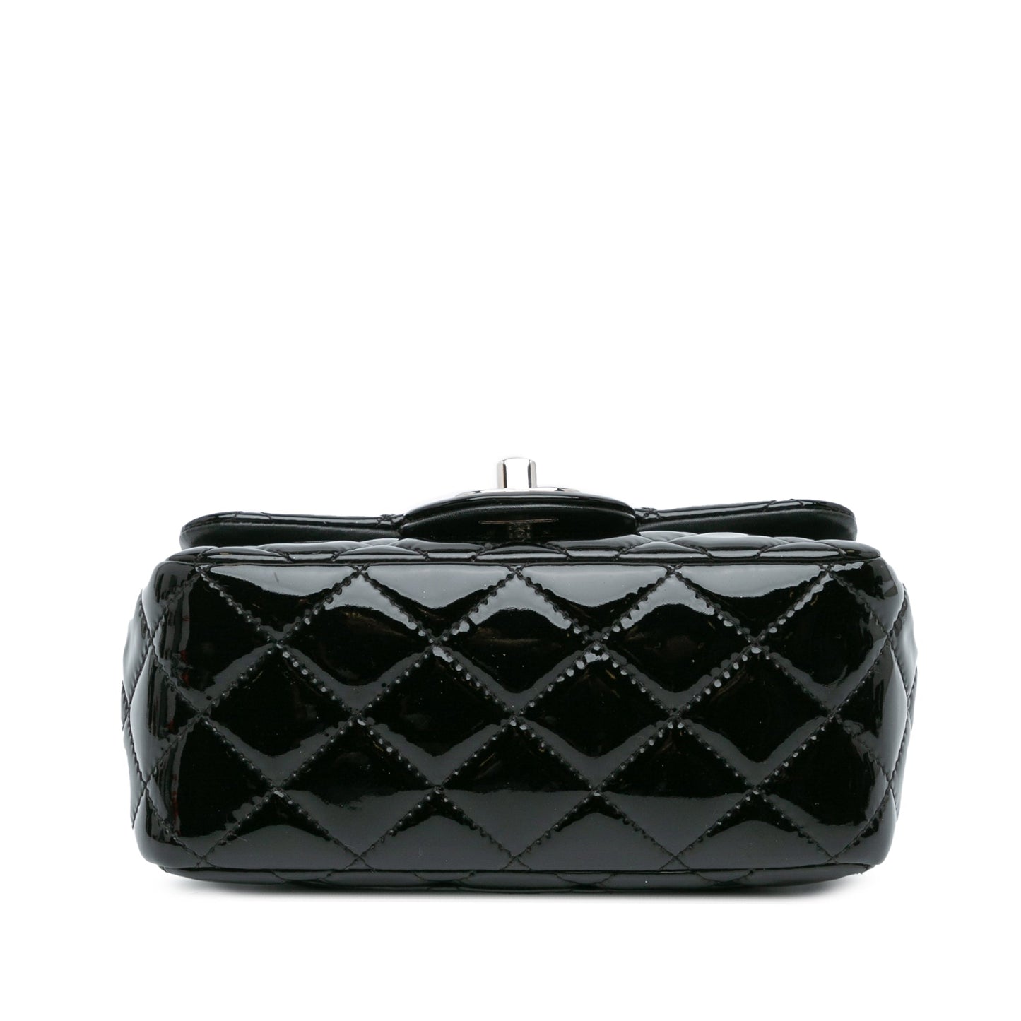 Black Chanel Mini Square Classic Patent Single Flap Crossbody Bag
