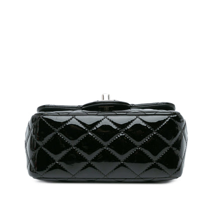 Black Chanel Mini Square Classic Patent Single Flap Crossbody Bag