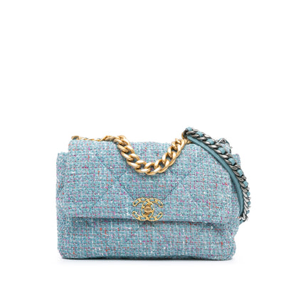 Blue Chanel Large Tweed 19 Flap Satchel