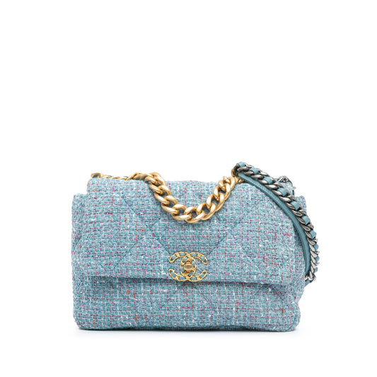 Blue Chanel Large Tweed 19 Flap Satchel