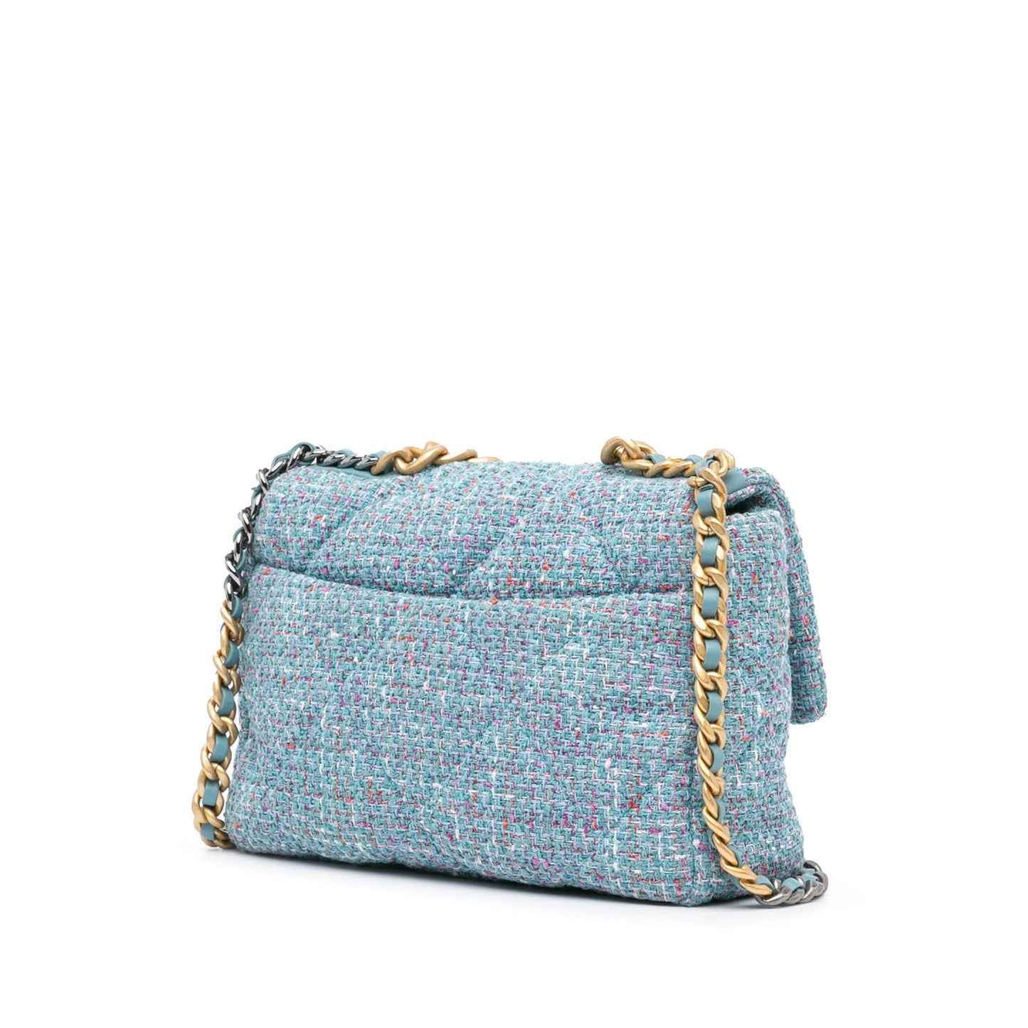 Blue Chanel Large Tweed 19 Flap Satchel