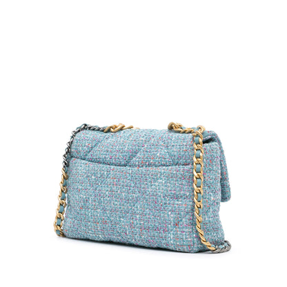 Blue Chanel Large Tweed 19 Flap Satchel