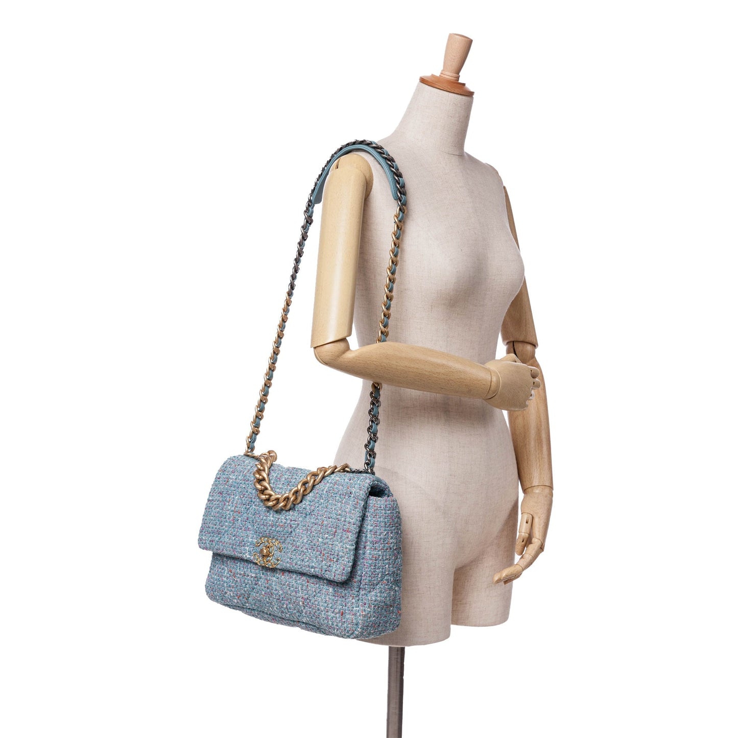 Blue Chanel Large Tweed 19 Flap Satchel