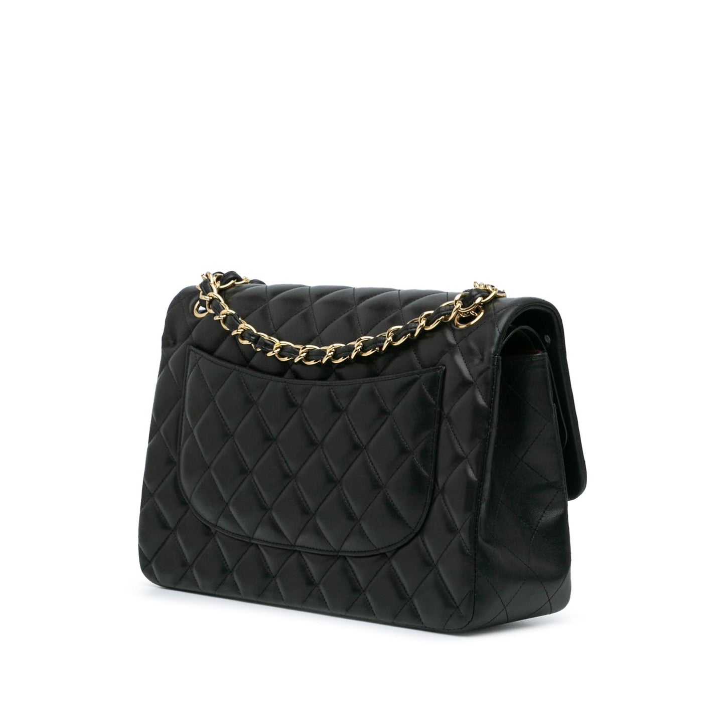 Black Chanel Jumbo Classic Lambskin Double Flap Shoulder Bag