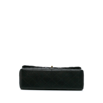 Black Chanel Jumbo Classic Lambskin Double Flap Shoulder Bag