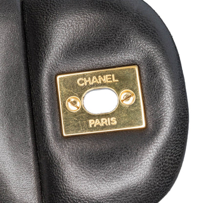 Black Chanel Jumbo Classic Lambskin Double Flap Shoulder Bag