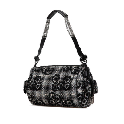Gray Chanel Tweed Camellia Shoulder Bag