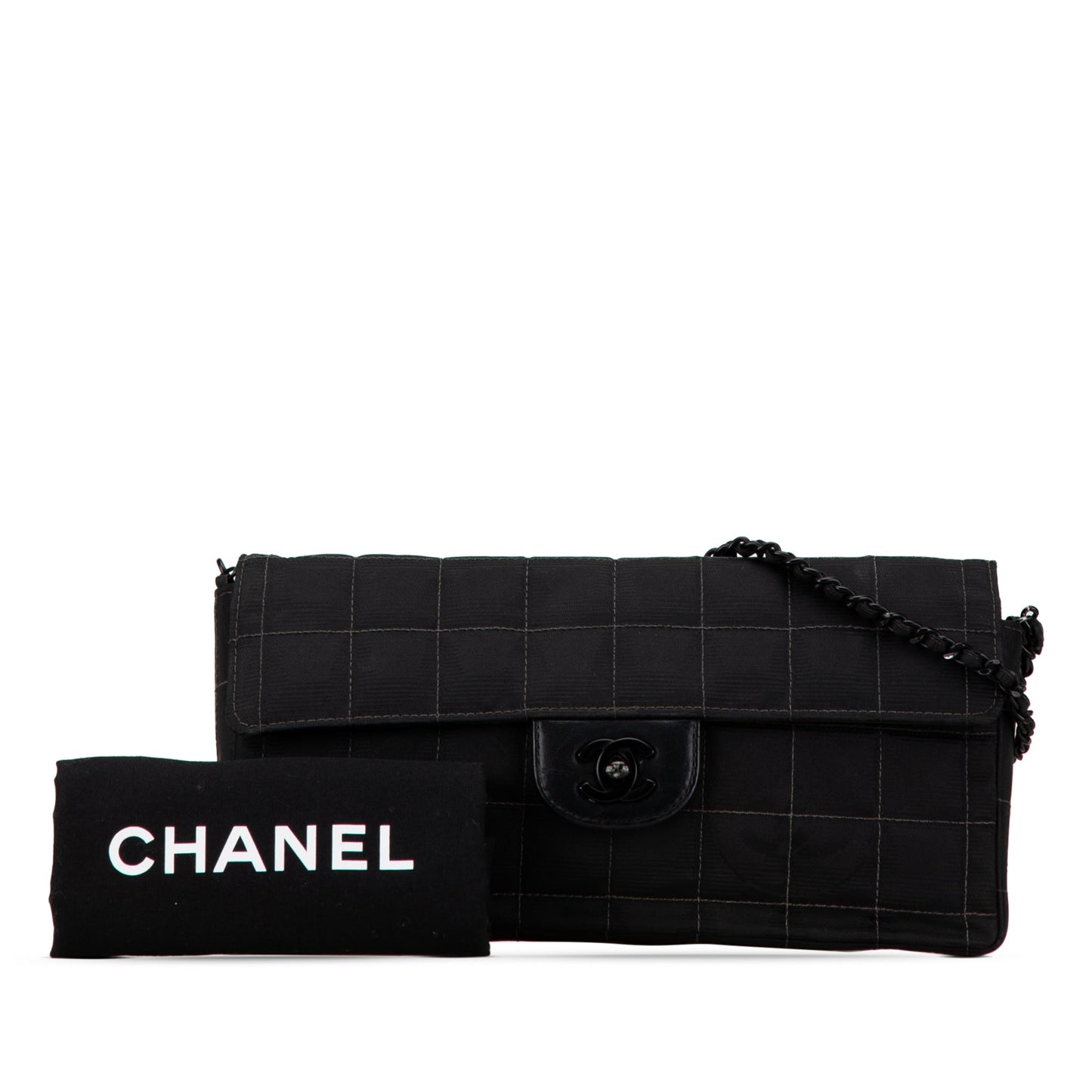 Black Chanel New Travel Line Nylon East West Flap Shoulder Bag