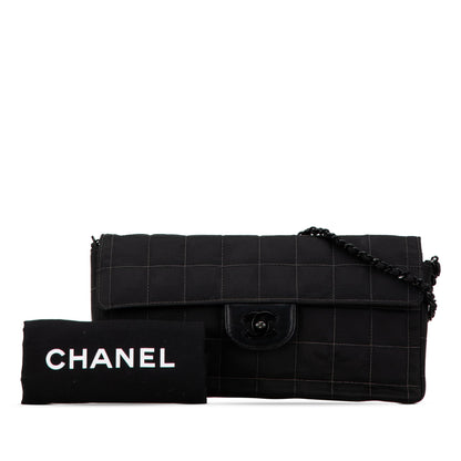 Black Chanel New Travel Line Nylon East West Flap Shoulder Bag