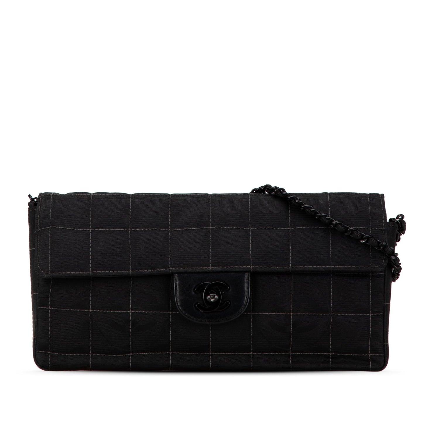 Black Chanel New Travel Line Nylon East West Flap Shoulder Bag