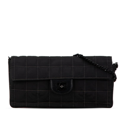 Black Chanel New Travel Line Nylon East West Flap Shoulder Bag