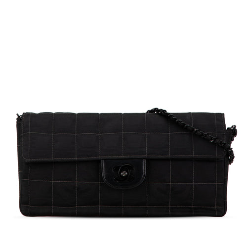 Black Chanel New Travel Line Nylon East West Flap Shoulder Bag